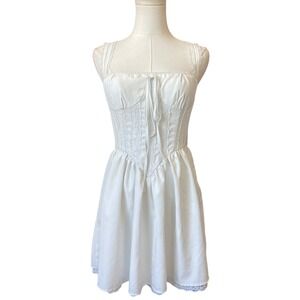Y2K White Milkmaid Corset Dress Size M Renaissance Coquette Soft Clean Girl
